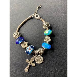 Sterling Silver Rosary-Style Charm Bracelet